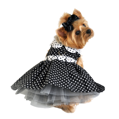 Vestido para perro con lunares en blanco y negro | Ropa para mascotas elegante y clásica