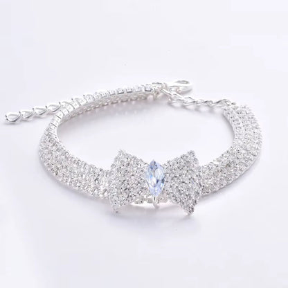 Chic Luxury Zircon Bow Necklace for Pets