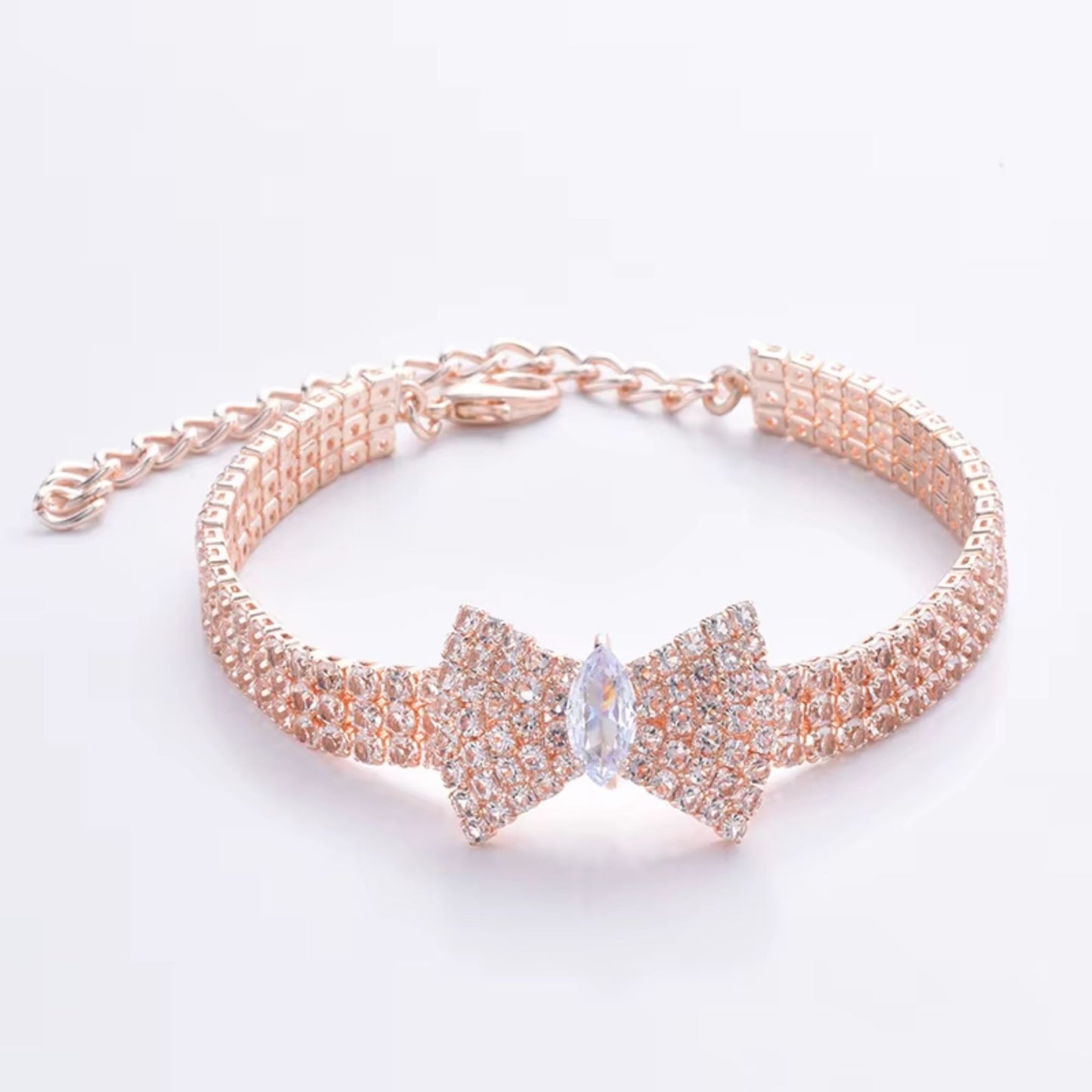 Chic Luxury Zircon Bow Necklace for Pets