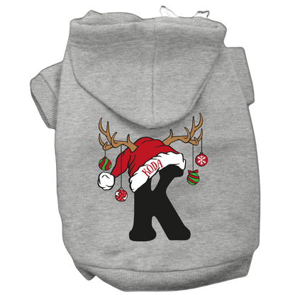 Personalized Christmas Pet Outfit with Monogram and Santa Hat - T-Shirt or Hoodie