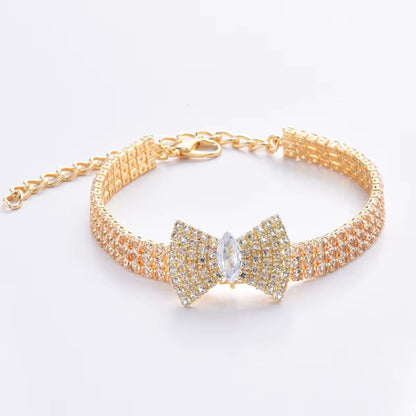 Chic Luxury Zircon Bow Necklace for Pets