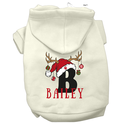 Personalized Christmas Pet Outfit with Monogram and Santa Hat - T-Shirt or Hoodie