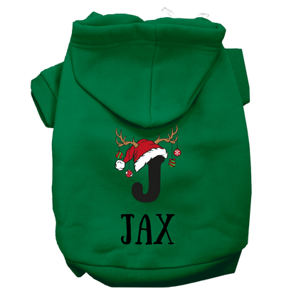 Personalized Christmas Pet Outfit with Monogram and Santa Hat - T-Shirt or Hoodie