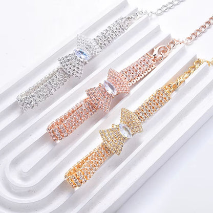 Chic Luxury Zircon Bow Necklace for Pets