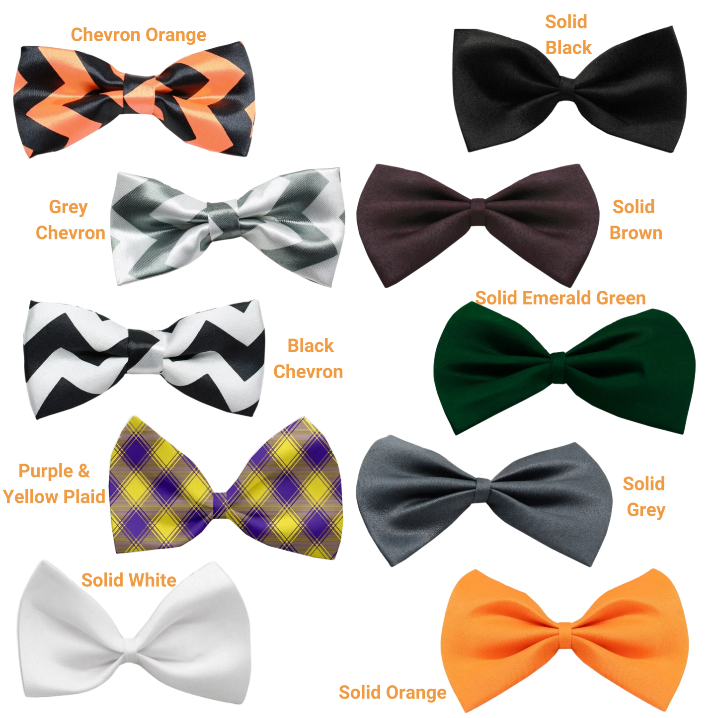 Pet Bow Ties for Dogs and Cats - Fall Plaid, Chevron & Solid Colors