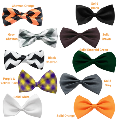 Pet Bow Ties for Dogs and Cats - Fall Plaid, Chevron & Solid Colors