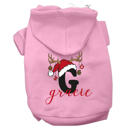 Personalized Christmas Pet Outfit with Monogram and Santa Hat - T-Shirt or Hoodie