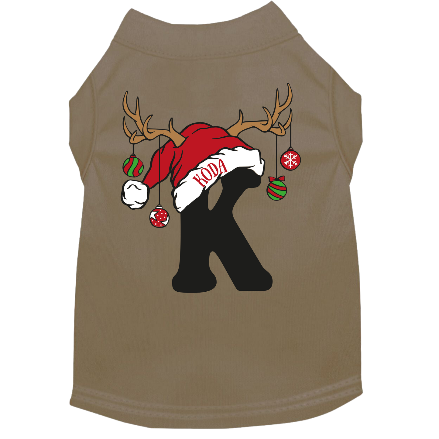 Personalized Christmas Pet Outfit with Monogram and Santa Hat - T-Shirt or Hoodie