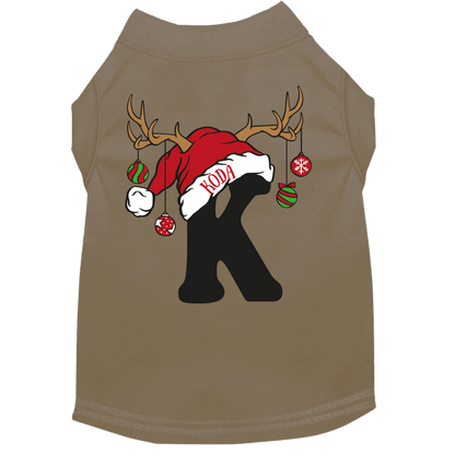 Personalized Christmas Pet Outfit with Monogram and Santa Hat - T-Shirt or Hoodie