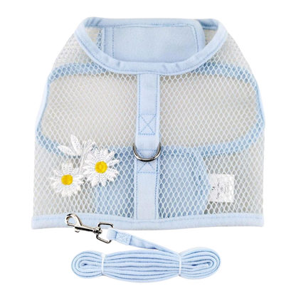 Cool Mesh Dog Harness with Leash - Blue Daisy