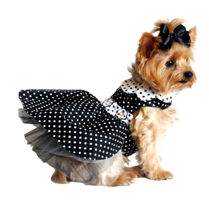 Vestido para perro con lunares en blanco y negro | Ropa para mascotas elegante y clásica