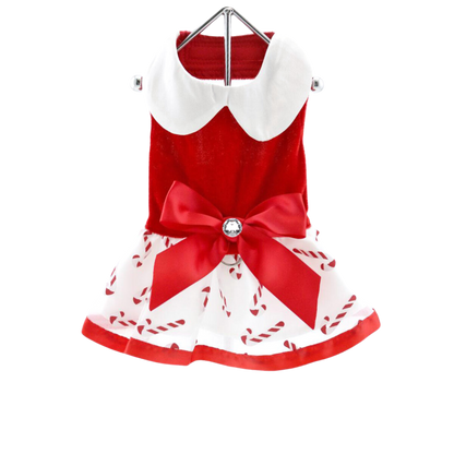 Festive Candy Canes Holiday Dog Harness Dress - Cute & Stylish