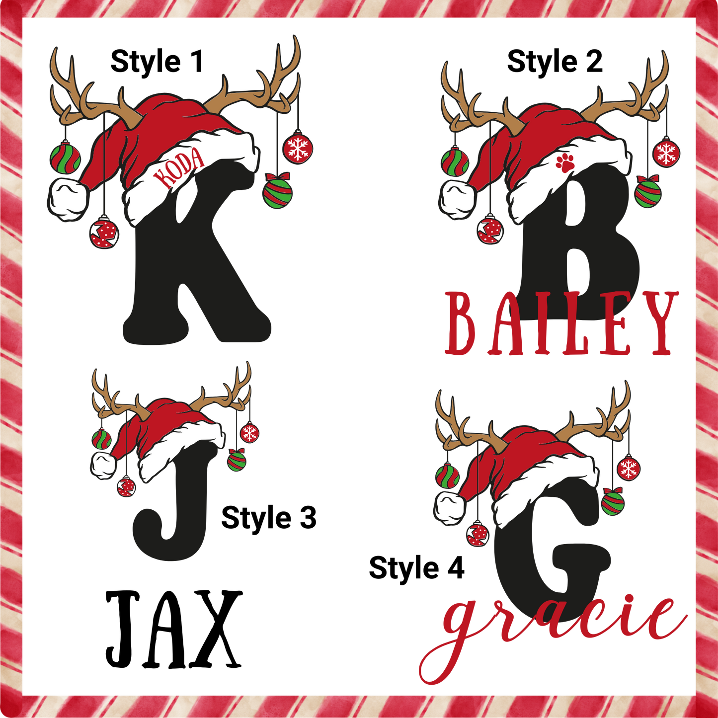 Personalized Christmas Pet Outfit with Monogram and Santa Hat - T-Shirt or Hoodie