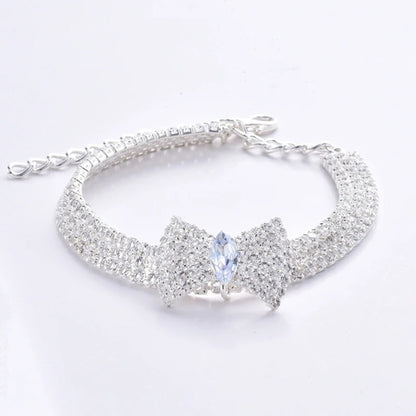 Chic Luxury Zircon Bow Necklace for Pets