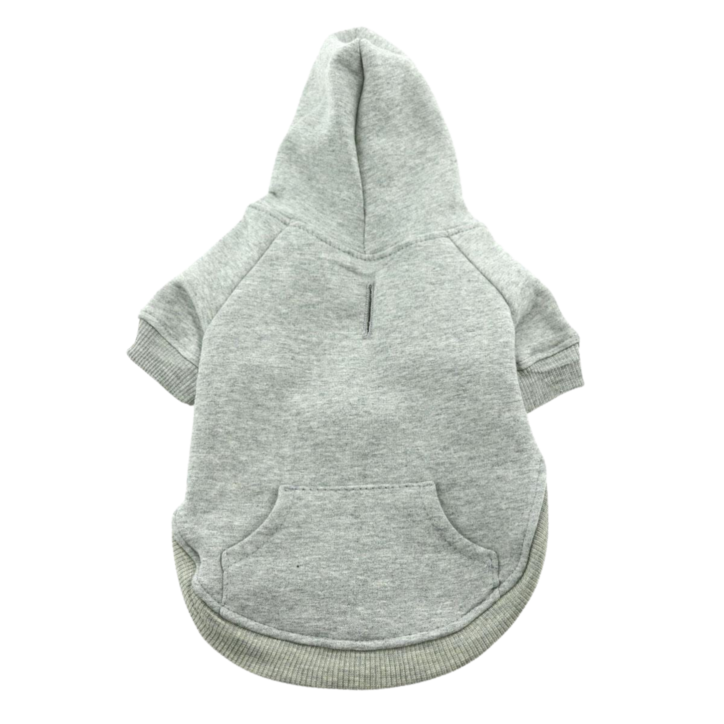 Sudadera con capucha para mascotas con corte alto y diseño de barriga, color gris: cómoda y elegante