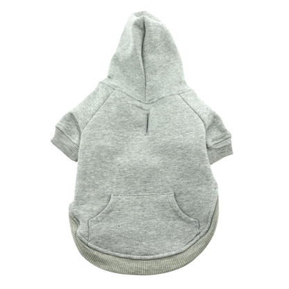 Sudadera con capucha para mascotas con corte alto y diseño de barriga, color gris: cómoda y elegante