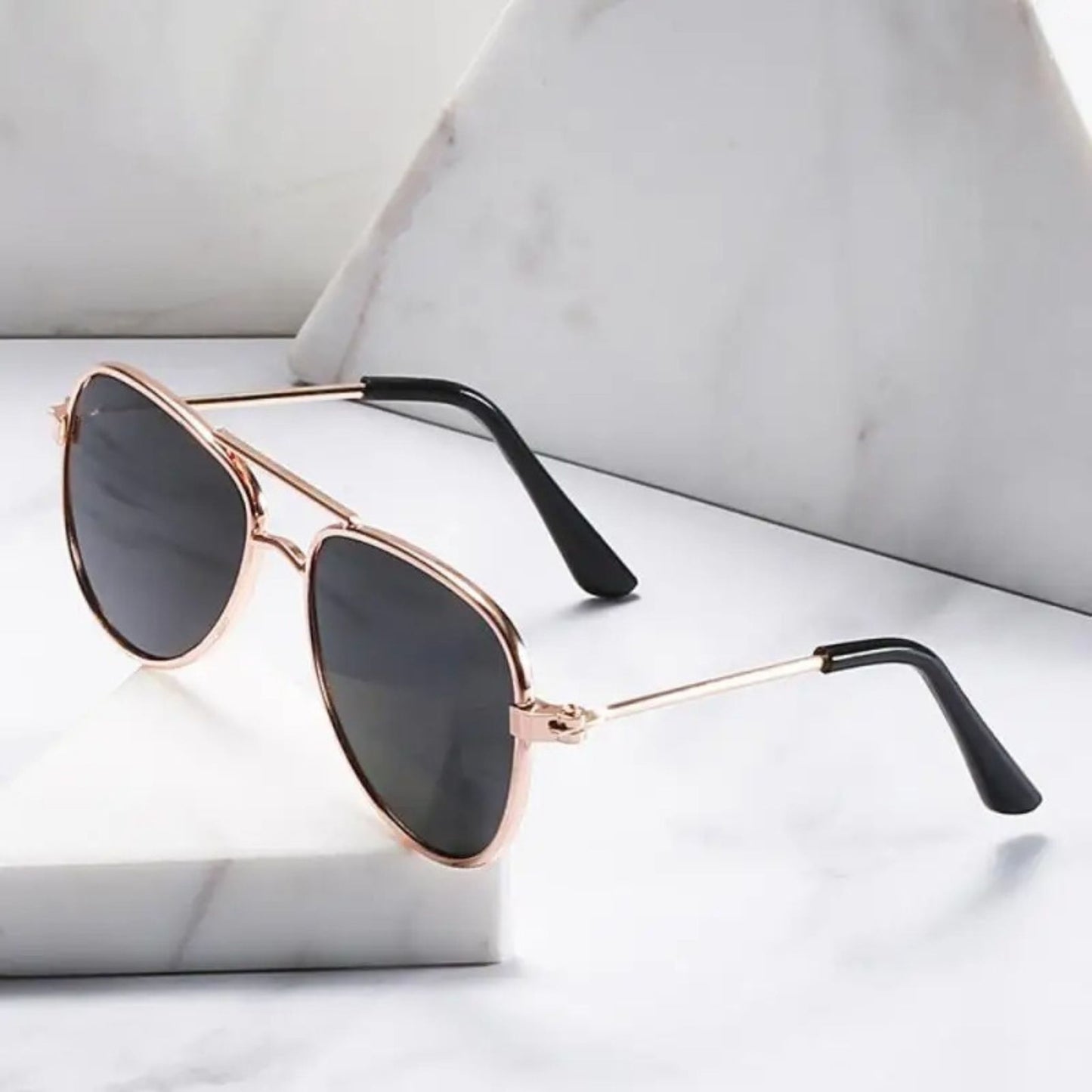 Luxury Pet Sunglasses for Small Dogs – Chic Rose Gold Frame