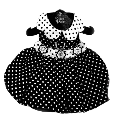 Vestido para perro con lunares en blanco y negro | Ropa para mascotas elegante y clásica