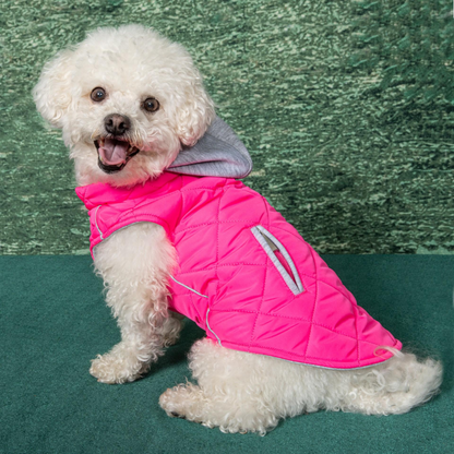 Pink Quilted Dog Sweatshirt Hoodie