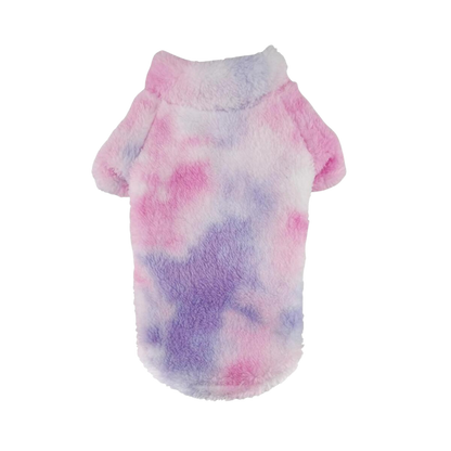 Soft Plush Dog Pullover - Cozy Tie-Dye Pink & Purple