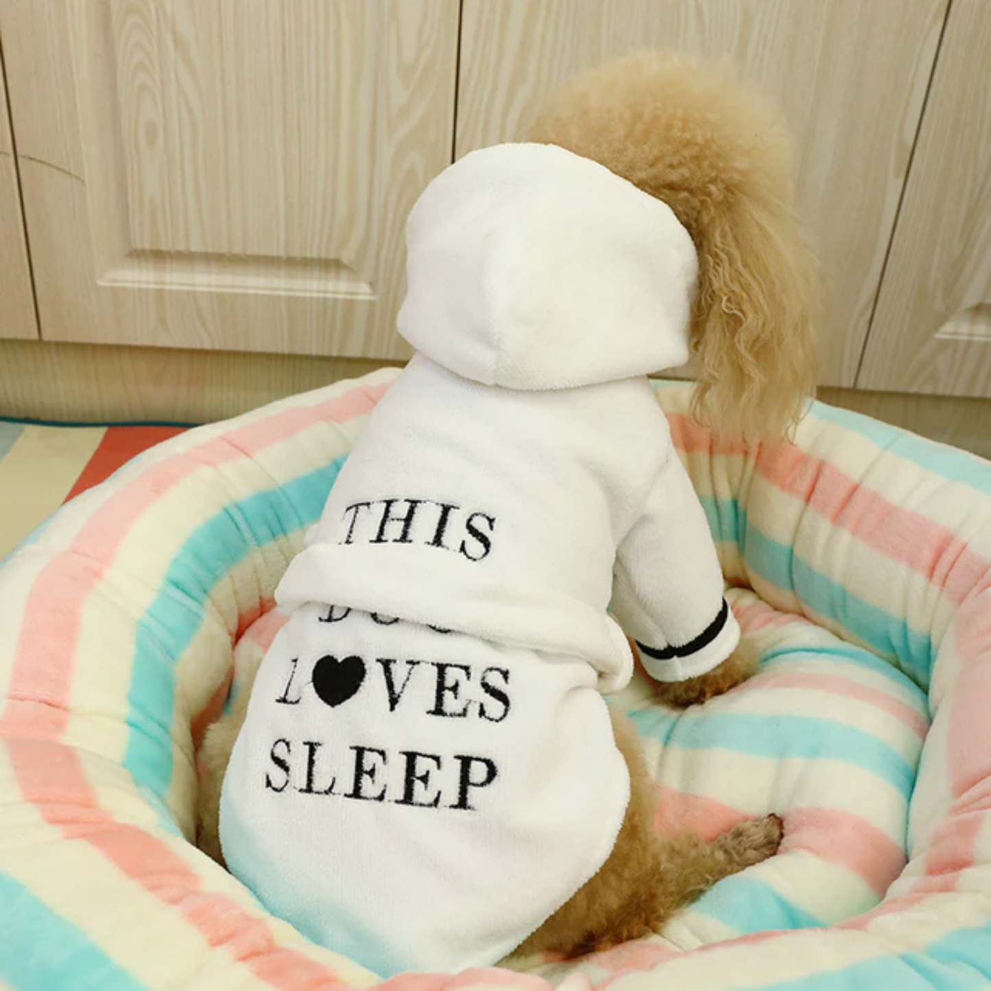 Luxury Soft Pet Bathrobe with Hood - This Dog Loves Sleep, Cozy & Absorbent