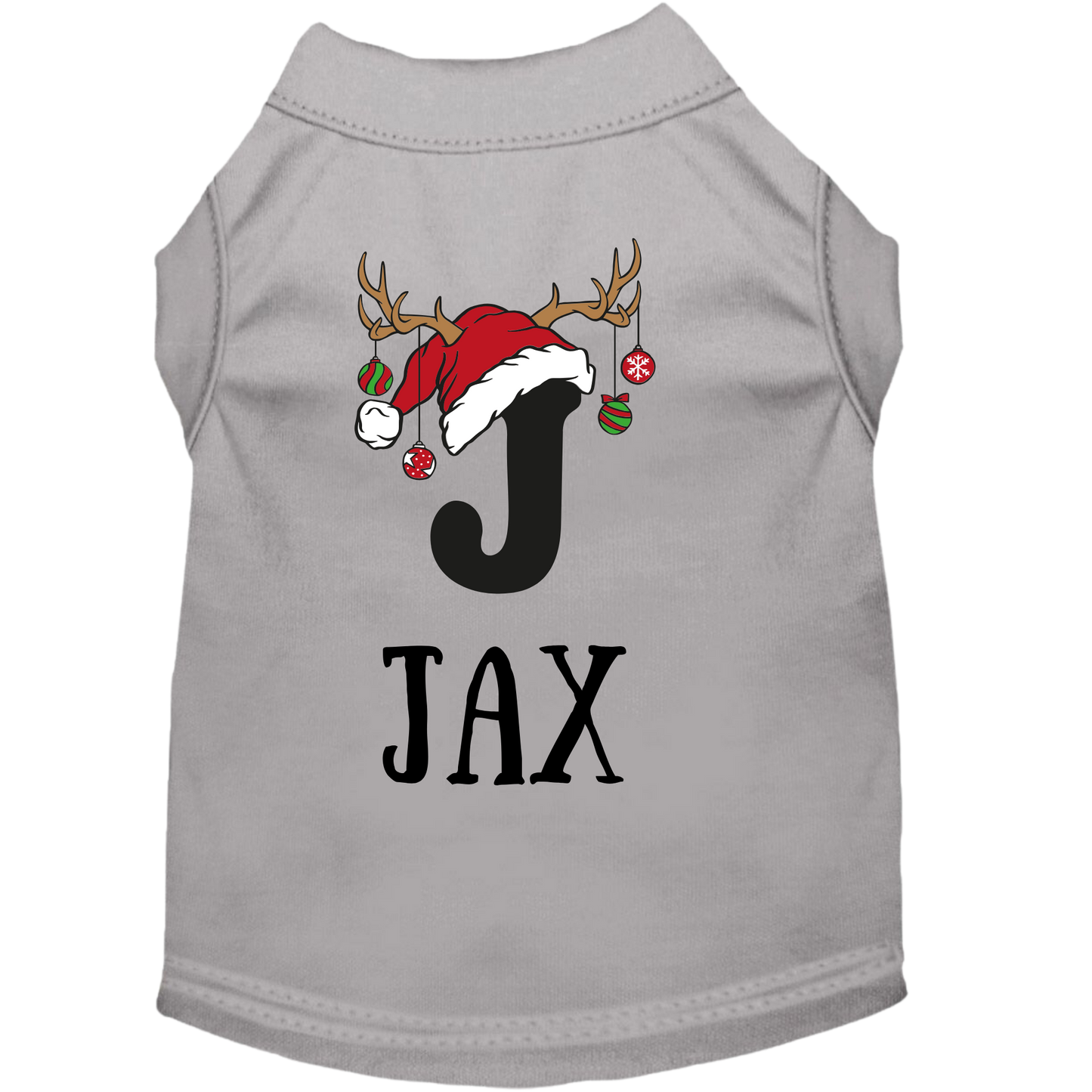 Personalized Christmas Pet Outfit with Monogram and Santa Hat - T-Shirt or Hoodie