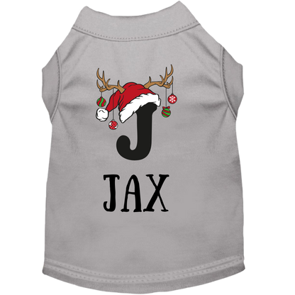 Personalized Christmas Pet Outfit with Monogram and Santa Hat - T-Shirt or Hoodie