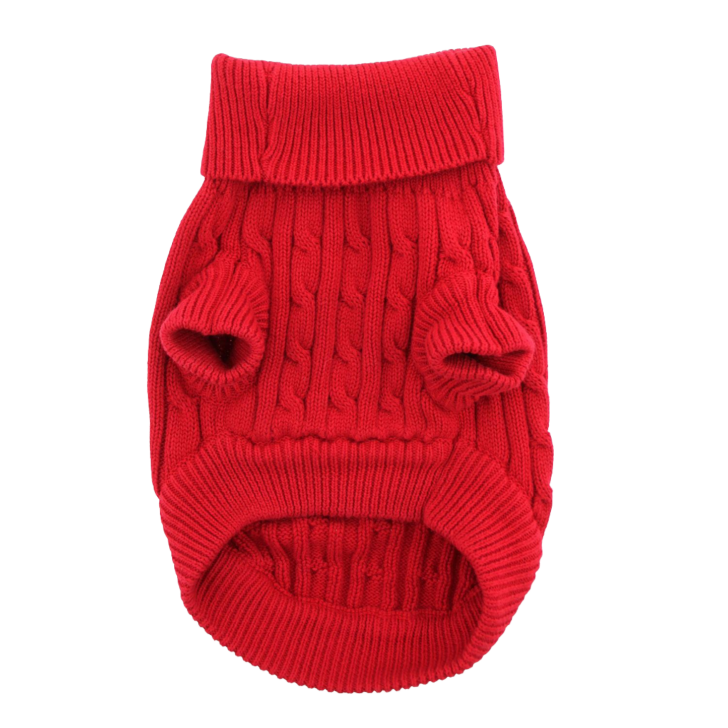 Combed Cotton Cable Knit Dog Sweater - Fiery Red, Soft and Warm