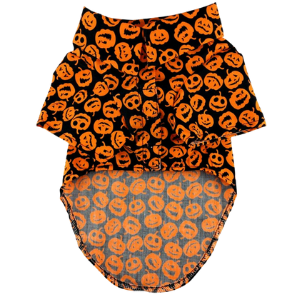 Jack-o-Lantern Halloween Camp Shirt for Dogs | Pet Costume Outfit