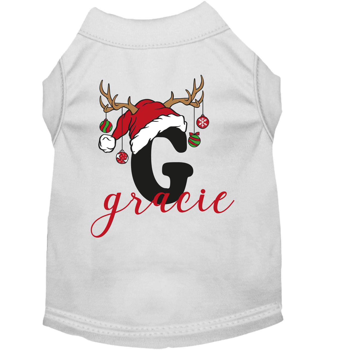 Personalized Christmas Pet Outfit with Monogram and Santa Hat - T-Shirt or Hoodie