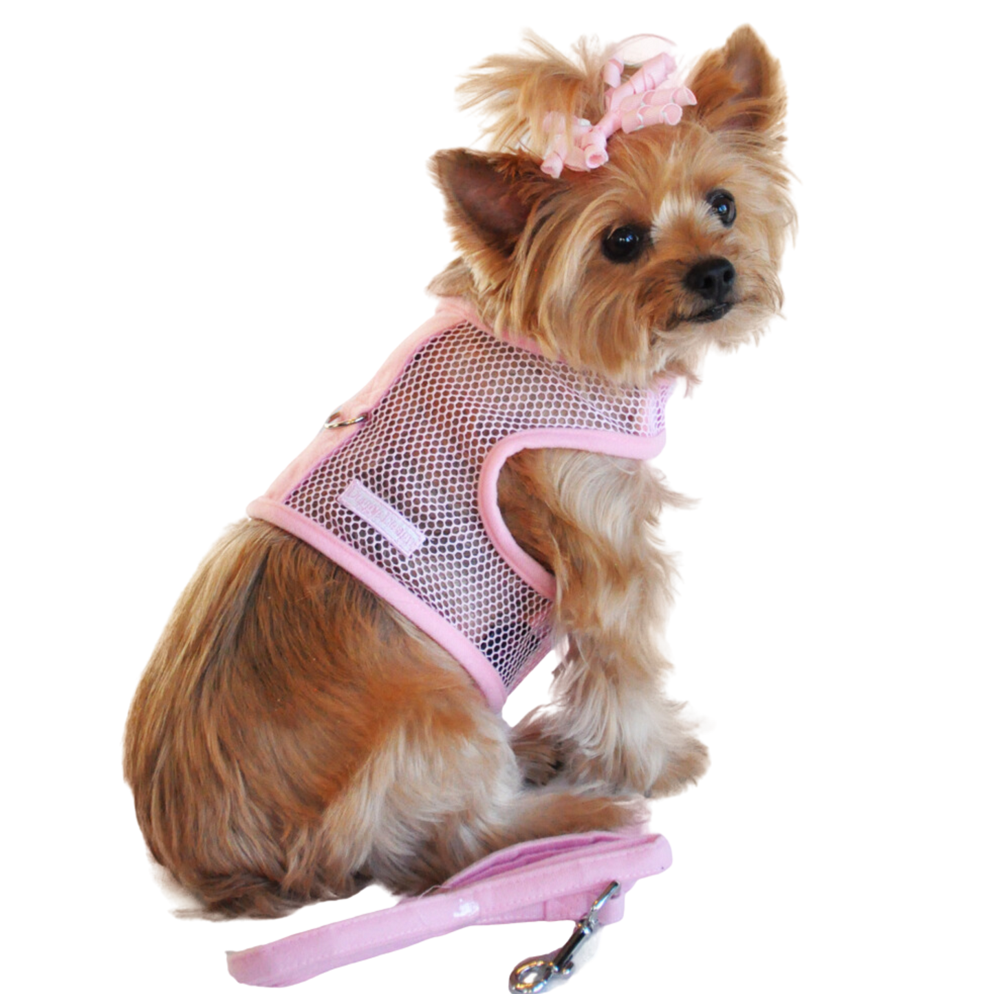 Cool Mesh Dog Harness with Leash - Solid Pink