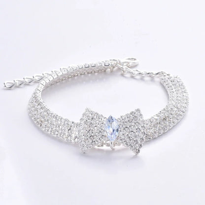 Chic Luxury Zircon Bow Necklace for Pets