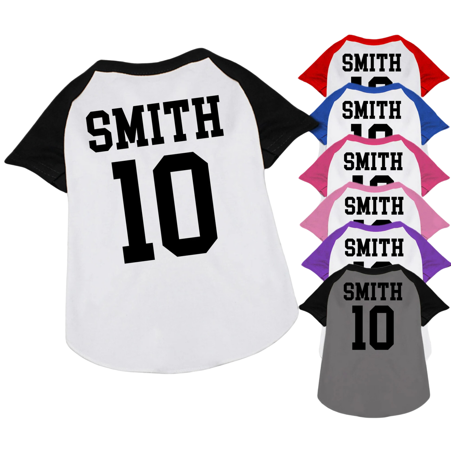 Custom Pet Team Raglan Shirt - Personalized Dog & Cat Apparel with Names & Numbers