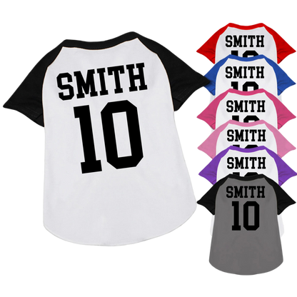 Custom Pet Team Raglan Shirt - Personalized Dog & Cat Apparel with Names & Numbers