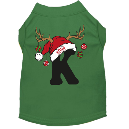 Personalized Christmas Pet Outfit with Monogram and Santa Hat - T-Shirt or Hoodie