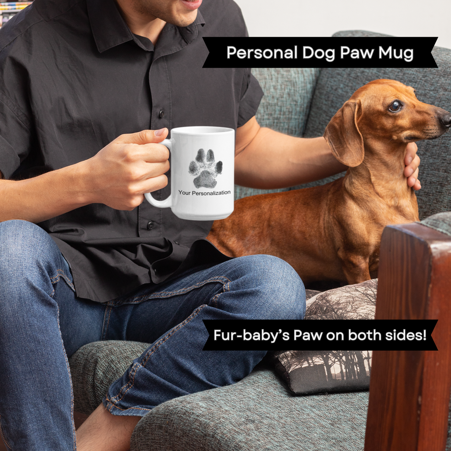 Taza personalizada con huella de pata: mamá de perro, recuerdo de mascota, taza de café