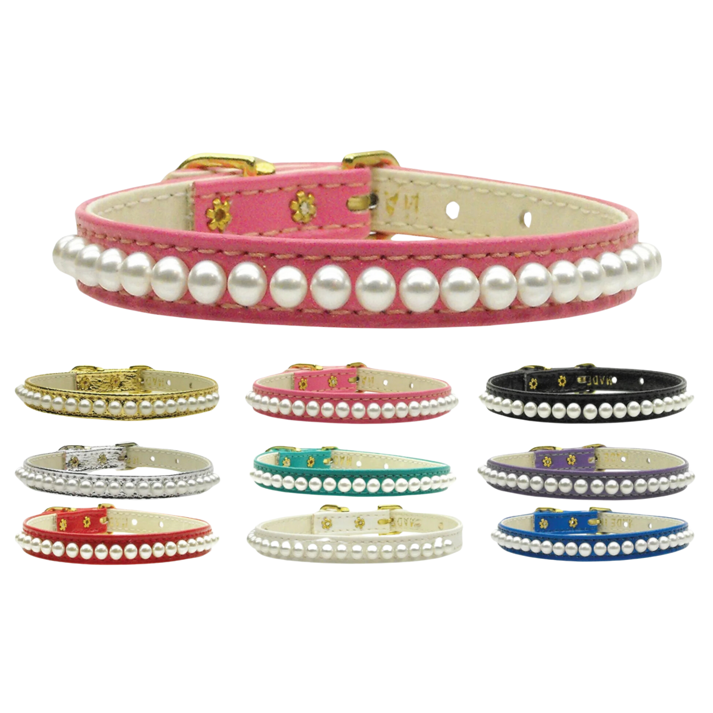 3/8" Pearl-Embellished Dog, Puppy & Pet Collar | Elegant & Durable Design