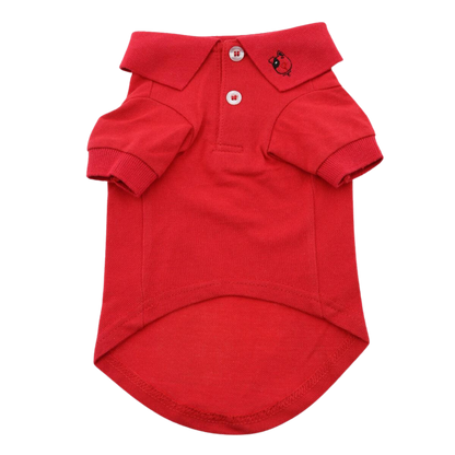 Polo liso para perros - Rojo escarlata flameante | Ropa para mascotas 100 % algodón para perros