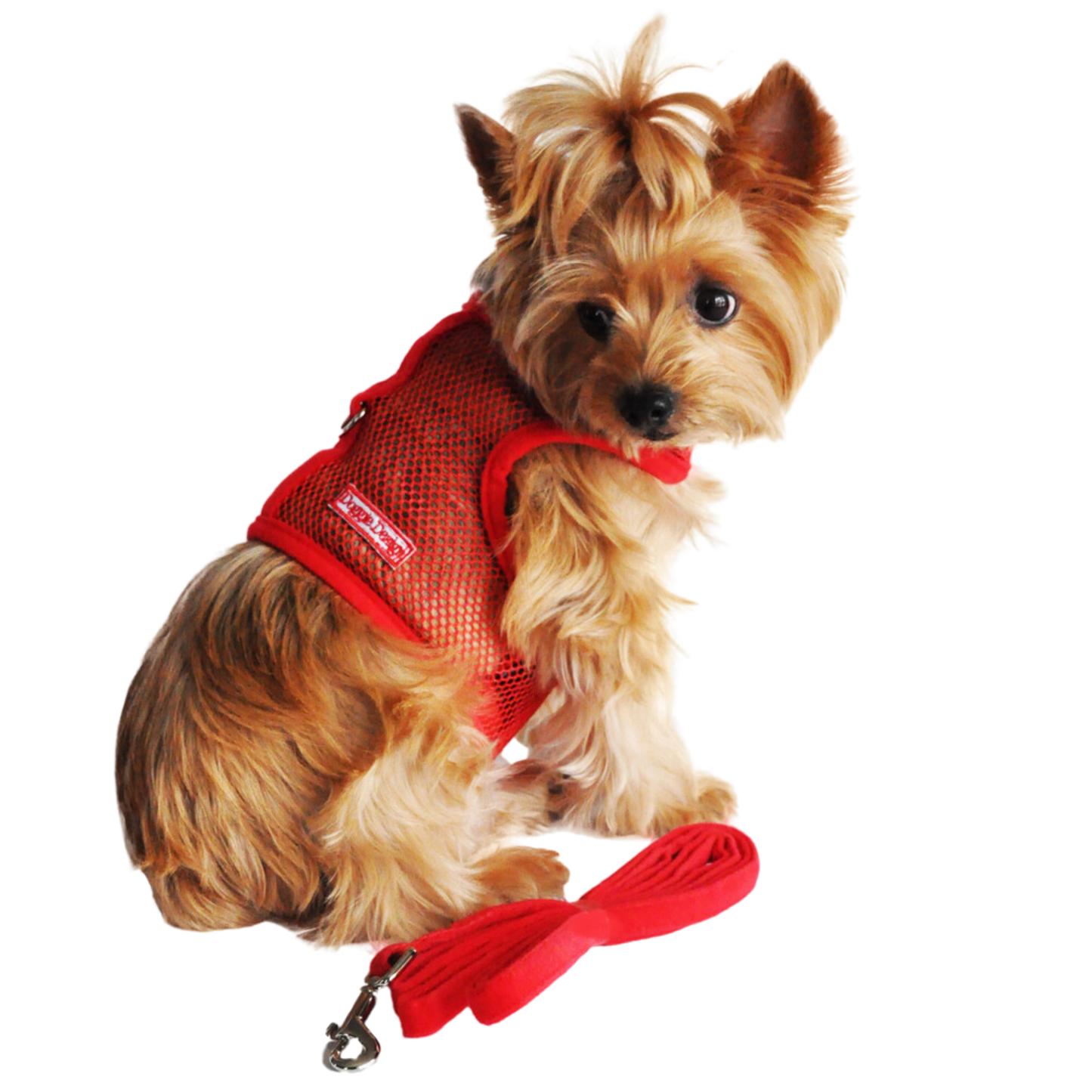 Cool Mesh Dog Harness with Leash - Solid Red