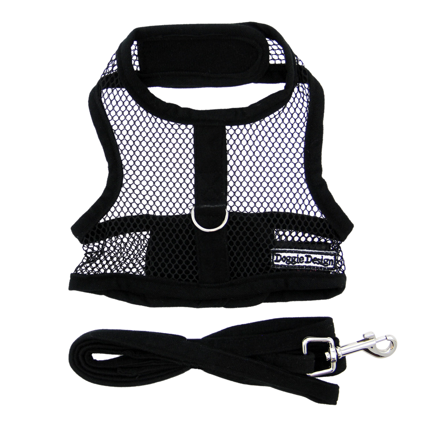 Cool Mesh Dog Harness with Leash - Solid Black