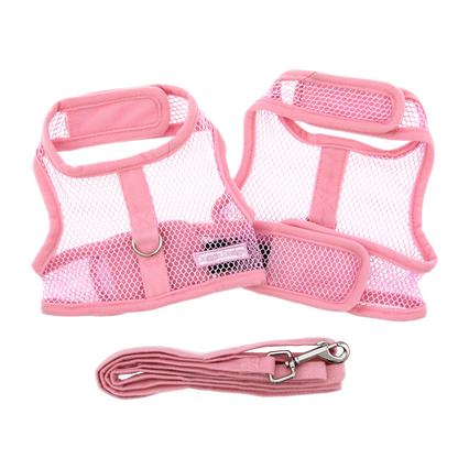 Cool Mesh Dog Harness with Leash - Solid Pink