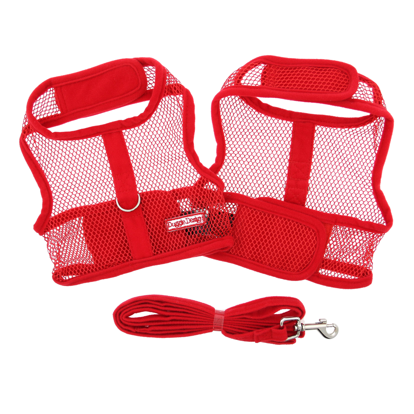 Cool Mesh Dog Harness with Leash - Solid Red