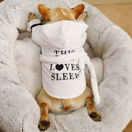 Luxury Soft Pet Bathrobe with Hood - This Dog Loves Sleep, Cozy & Absorbent