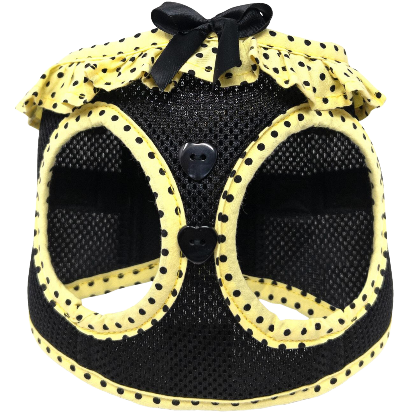 American River Choke Free Dog Harness - Yellow & Black Polka Dot