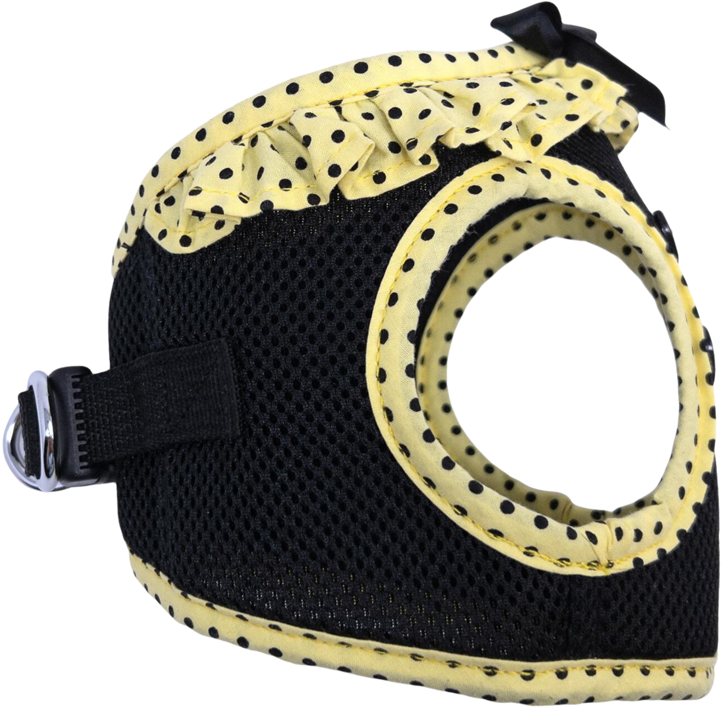 American River Choke Free Dog Harness - Yellow & Black Polka Dot