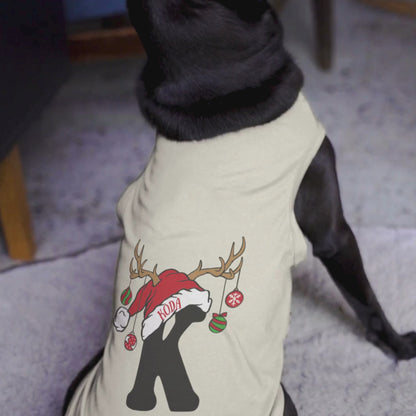 Personalized Christmas Pet Outfit with Monogram and Santa Hat - T-Shirt or Hoodie